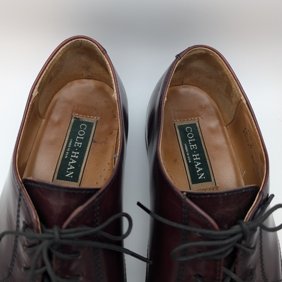 Cole Haan Men’s 11 D Caldwell Oxford Dress Shoes Burgundy Leather Cap Toe - Picture 9 of 11